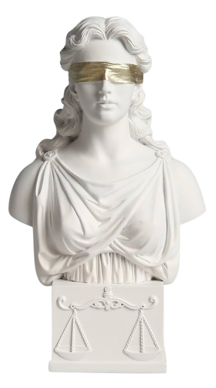 lady justice white bust